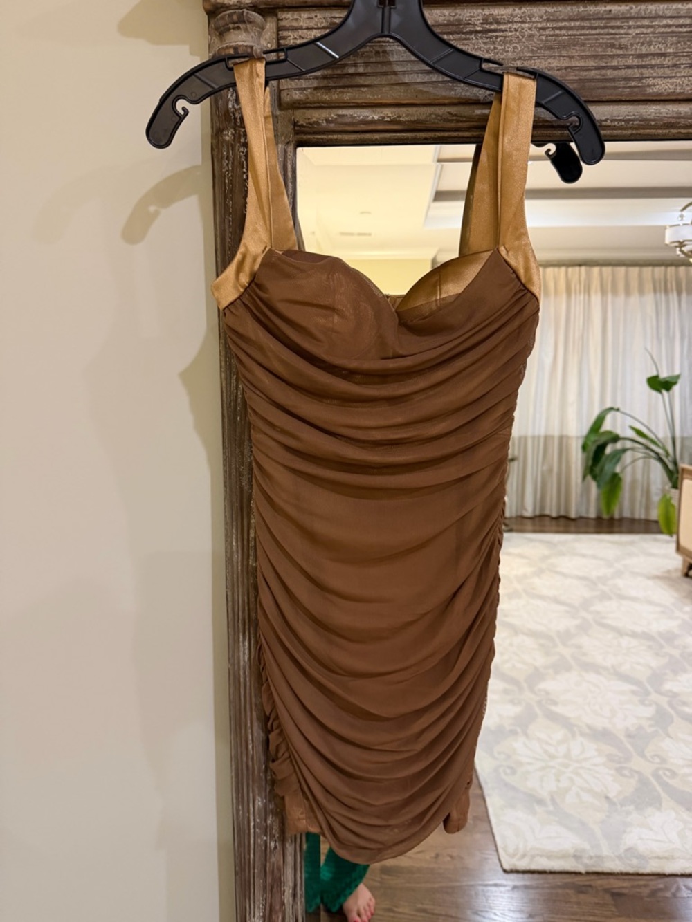 Brown Ruched Cocktail Dress - More to Come